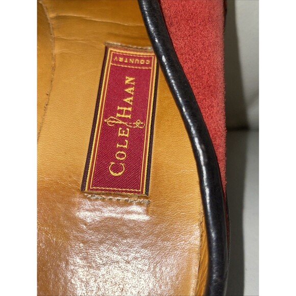 Cole Haan Red Suede Leather Slip On Mules Sandals Women's Size 7 B Country - Picture 7 of 8